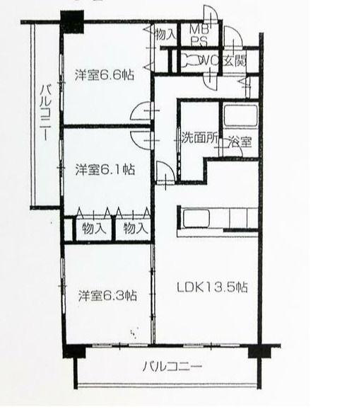エスポワール(3LDK/5階)の間取り写真