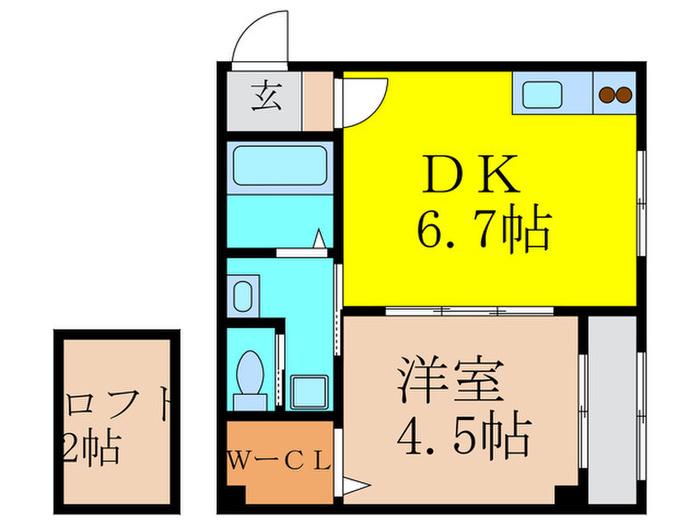 カーサ御影I(1DK/1階)の間取り写真