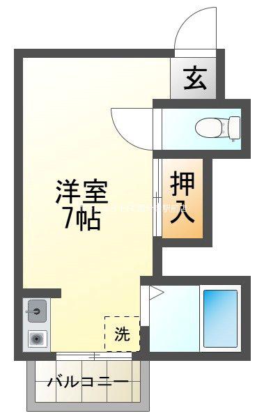 鈴木ビル(ワンルーム/2階)の間取り写真