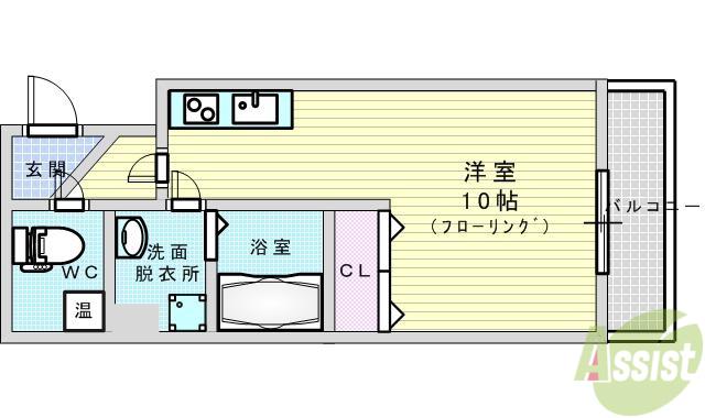 アスール江坂3RD(1K/5階)の間取り写真