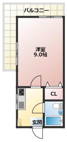 国進ビル(1K/4階)の間取り写真
