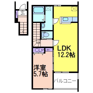PARK FOREST B(1LDK/2階)の間取り写真