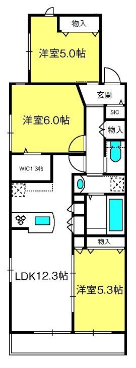 SPICA(3LDK/2階)の間取り写真