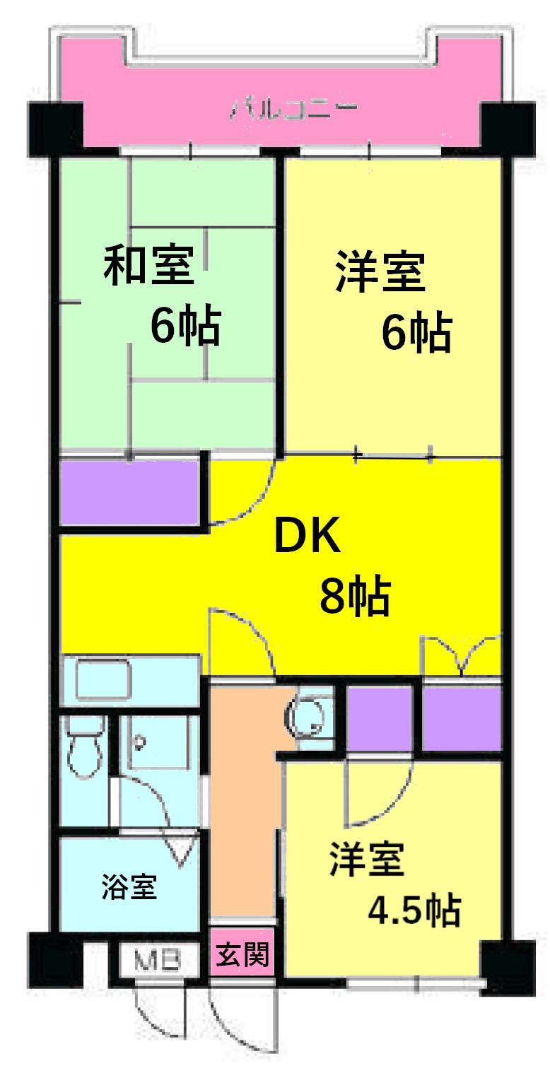 横溝第二マンション(3DK/1階)の間取り写真