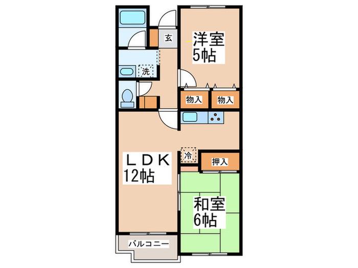 テラス都筑中央公園(2LDK/4階)の間取り写真