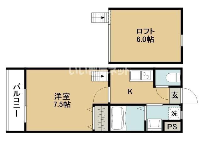 ヒルズ幕張(1K/2階)の間取り写真
