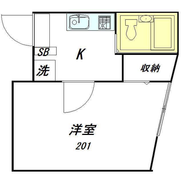 ライズステージ緑が丘(1K/2階)の間取り写真