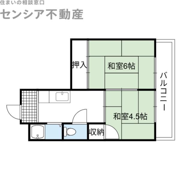 マンションいなばI(2K/3階)の間取り写真