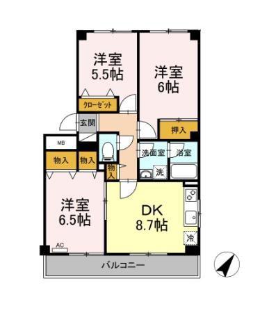 ベルエアーガーデン(2LDK/1階)の間取り写真