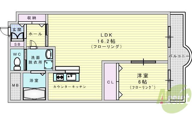 アミル5番館(1LDK/1階)の間取り写真
