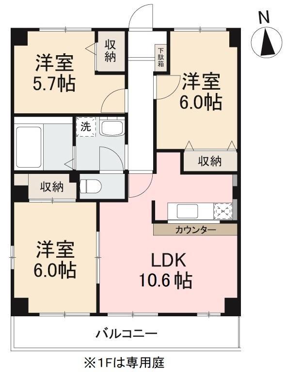 フィネスR(3LDK/3階)の間取り写真