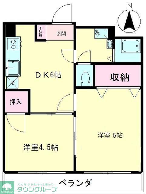 サンハイツ竹内(2DK/6階)の間取り写真