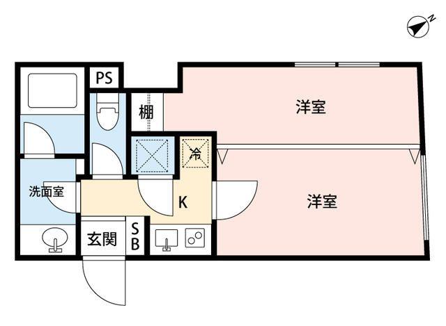 LEGALAND東中野(1DK/3階)の間取り写真