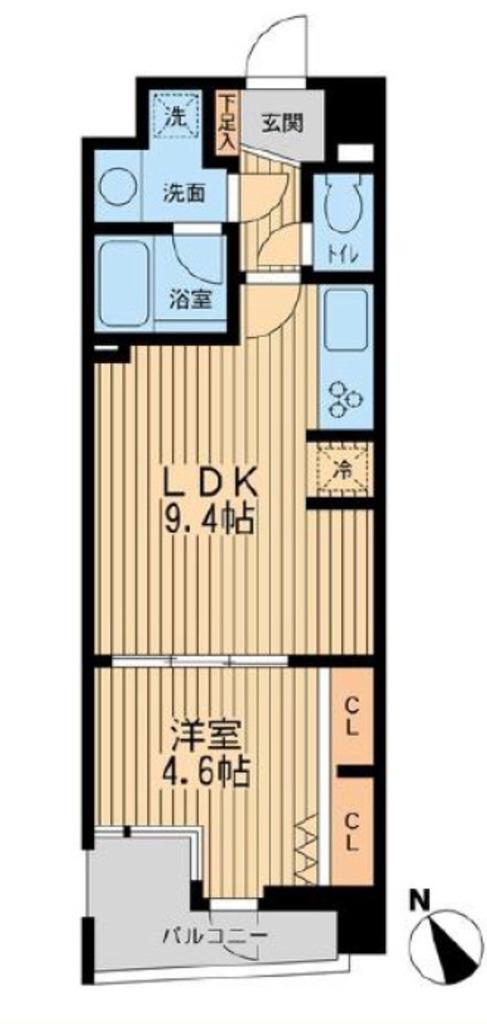 ザパームス代々木上原ヴェールテラス(1LDK/4階)の間取り写真
