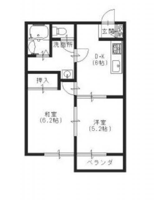 グリーンハイツ広瀬(2DK/2階)の間取り写真