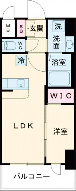 アドバンス神戸ラシュレ(1LDK/8階)の間取り写真
