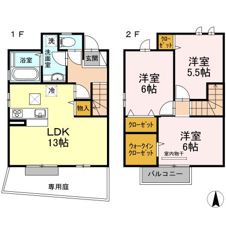 チェーロセレーナ(3LDK/1階)の間取り写真