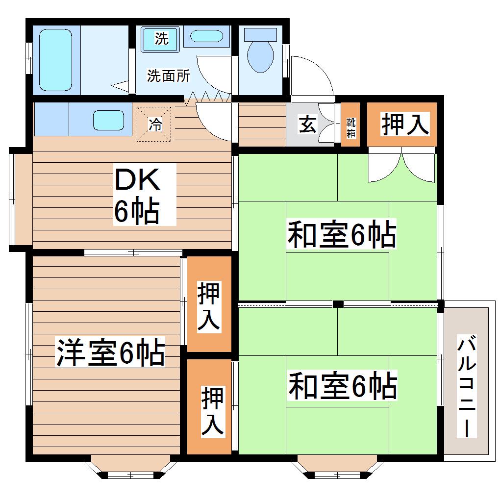 ハイツ436(3DK/2階)の間取り写真