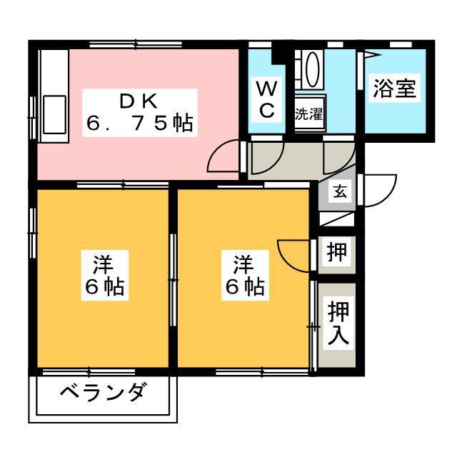 ウエストレジデンスC棟(2DK/1階)の間取り写真
