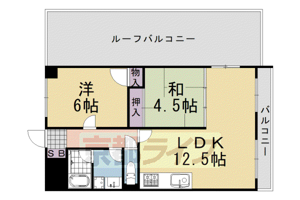 桂OSプラザビル(2LDK/4階)の間取り写真