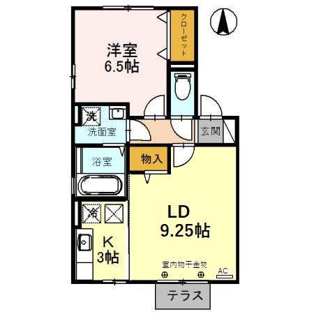 グラン・エルレB(1LDK/1階)の間取り写真