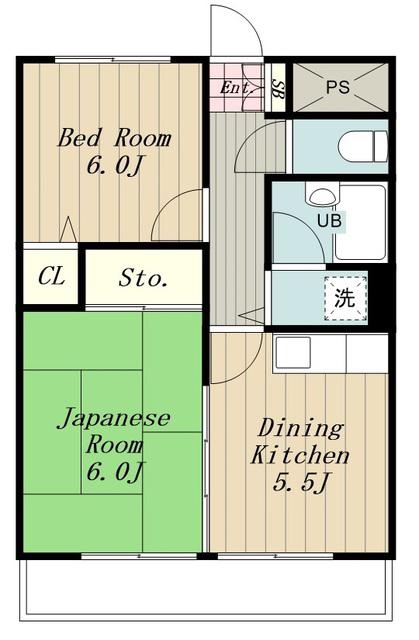 ライオンズマンション淵野辺第2(2DK/3階)の間取り写真