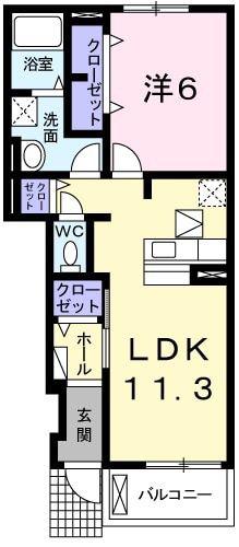 ベルベット・ヒル(1LDK/1階)の間取り写真