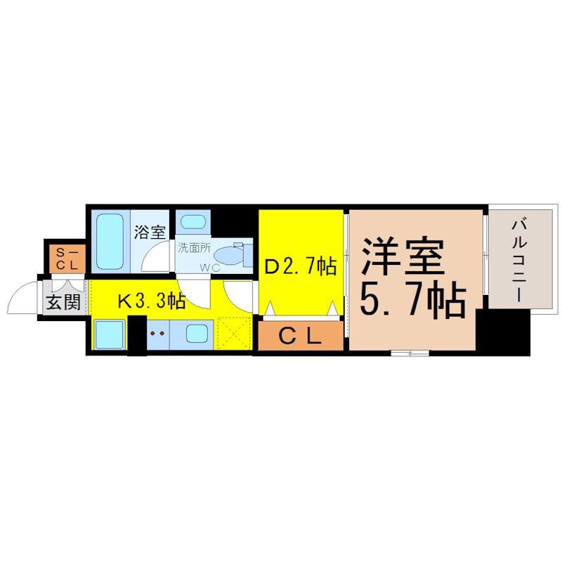 ブランシエスタ泉(1DK/10階)の間取り写真
