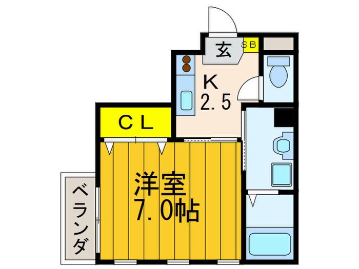 グランメールI(1K/1階)の間取り写真