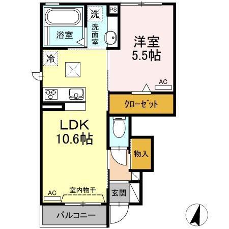 D-ROOM京和風穂波I(1LDK/1階)の間取り写真