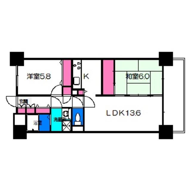 オレンジフラット(2LDK/4階)の間取り写真