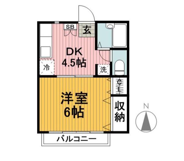 コーポ・ヒロ(1DK/2階)の間取り写真