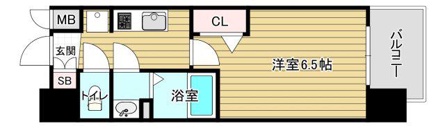 クリスタルグランツBAYフロンティア(1K/2階)の間取り写真