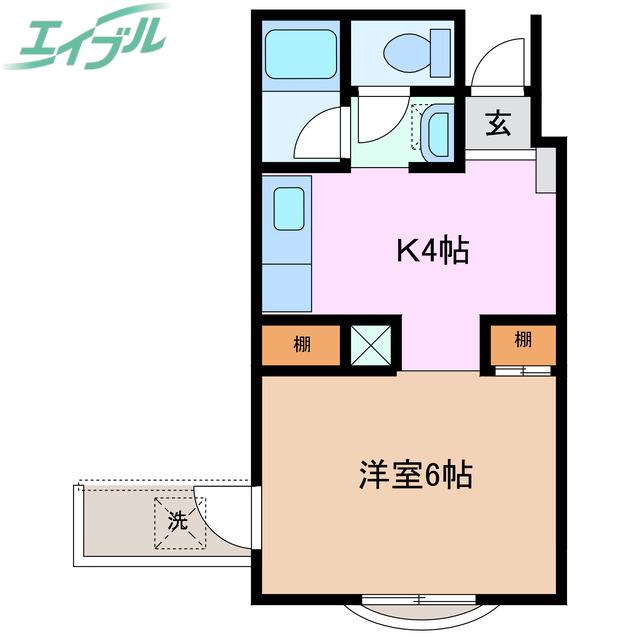マンションさかえ(1K/4階)の間取り写真