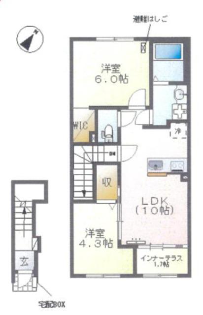 日野市西平山アパート(2LDK/2階)の間取り写真