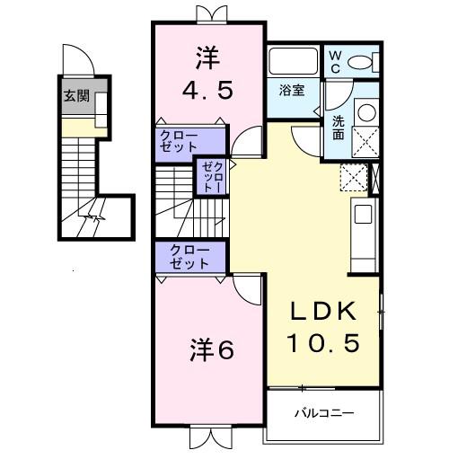 グレーヌII(2LDK/2階)の間取り写真