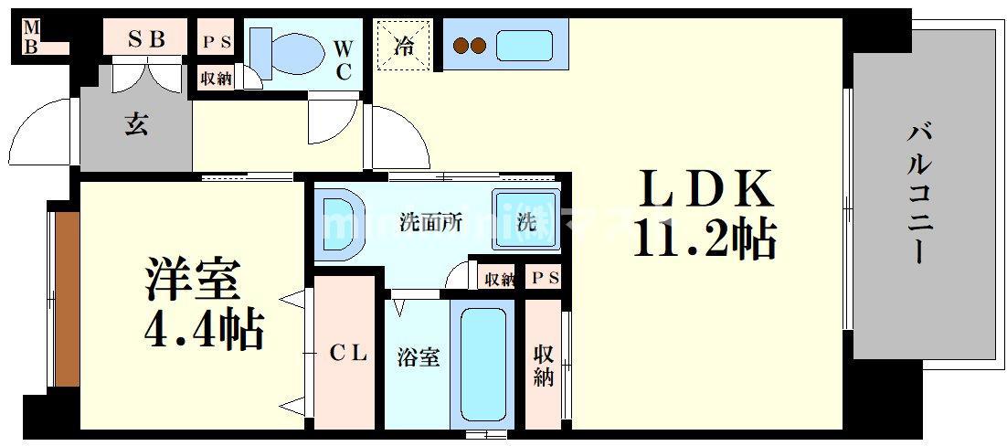 GLUCKMAISON/S-EBIE XI(1LDK/6階)の間取り写真