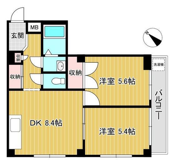 ハイツクボタ(2DK/1階)の間取り写真