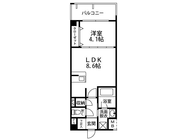 アルバクレスタ城崎(1LDK/7階)の間取り写真