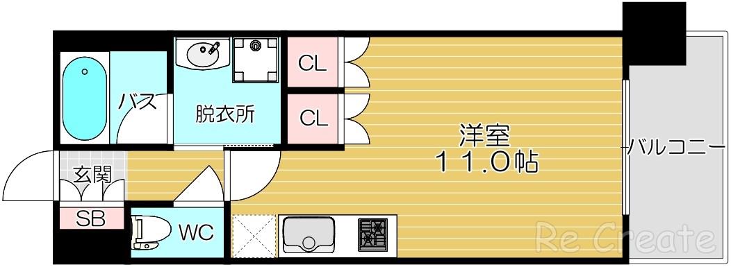 CITY SPIRE難波ウエスト(ワンルーム/8階)の間取り写真
