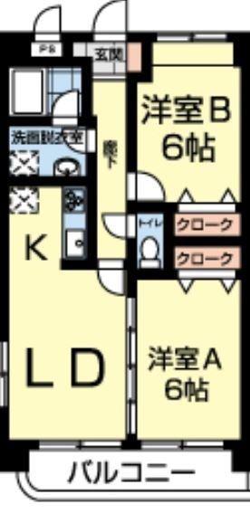 ボナール(2DK/2階)の間取り写真