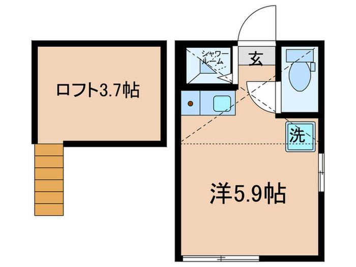 ユナイトANZENルフェーブル(ワンルーム/1階)の間取り写真