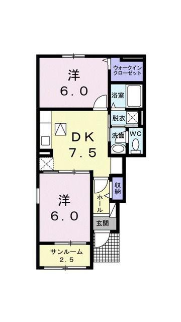 サピーY(2DK/1階)の間取り写真