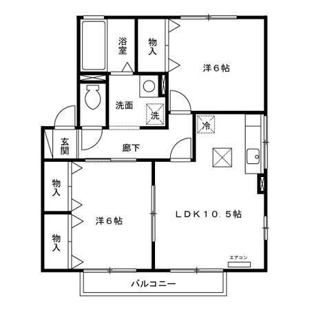 リビングタウンIIE(2LDK/2階)の間取り写真