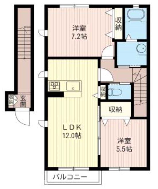 フローリッシュ(2LDK/2階)の間取り写真