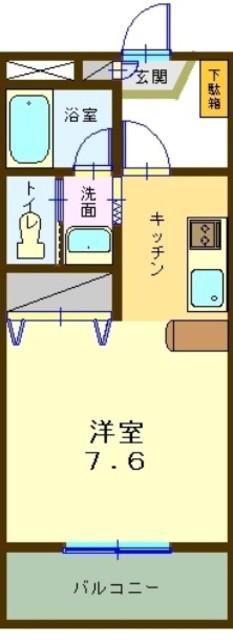 ヴィラメゾンサイトウII(1K/2階)の間取り写真