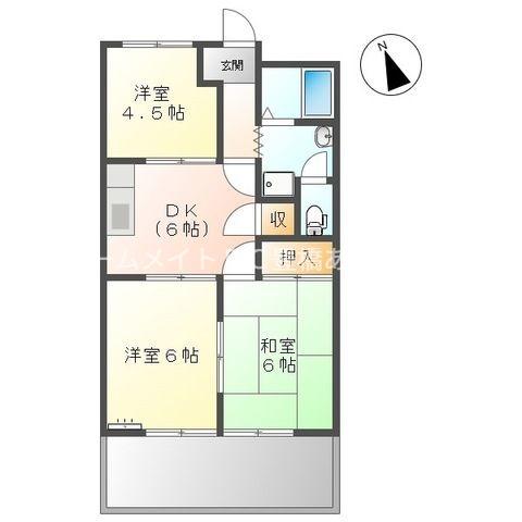サンハイツ大山(3DK/1階)の間取り写真