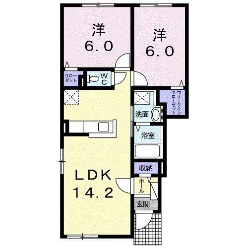 Nシャトーリバティー(2LDK/1階)の間取り写真