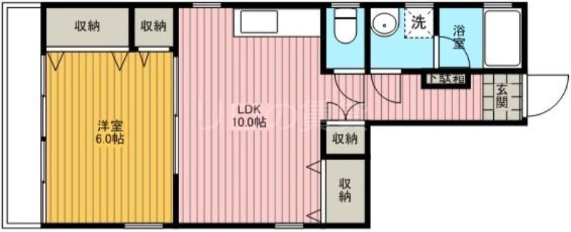 エステート池上(1LDK/3階)の間取り写真