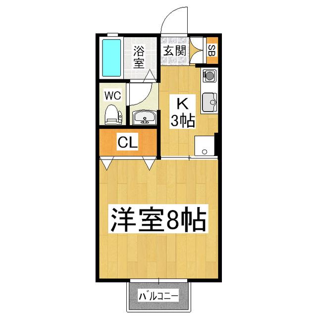 セジュールイワモトB(1K/2階)の間取り写真